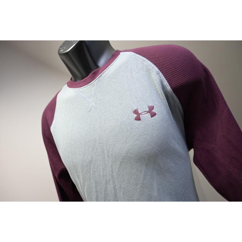 Under Armour Thermal Gym Shirt Orange Gray Long Sleeve Athletic Mens Medium‎
